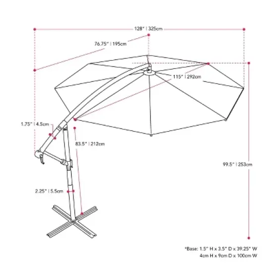 9.5' UV Resistant Offset Tilting Cantilever Patio Umbrella - CorLiving image {10}