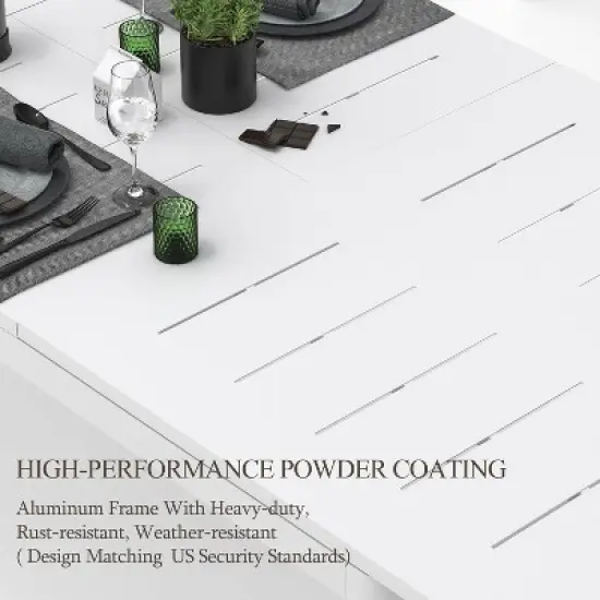 GlasFlength Patio End Tables, Ivory White Expandable Metal Aluminum, Dimensions, 94.5"*35.4"*29.5" image {3}