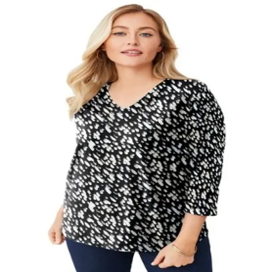 Jessica London Women&rsquo;s Plus Size V-Neck Tee image {19}