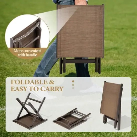 Crestlive Products Outdoor Side Table, Aluminum Outdoor End Table, Outdoor Folding Side Table with Textilene, Small Patio Coffee Table image {8}