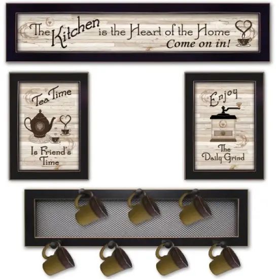 Gulches (Kitchen Collection IV)4-Piece Vignette with 7-Peg Mug Rack by Millwork Engineering, Black Frame image {5}