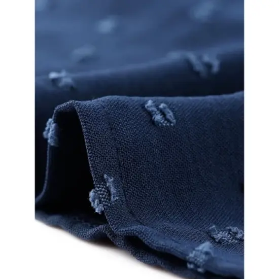 Agnes Orinda Women's Plus Size Chiffon Swiss Dots Short Sleeve Lace Crochet Pleated Casual Blouse image {4}