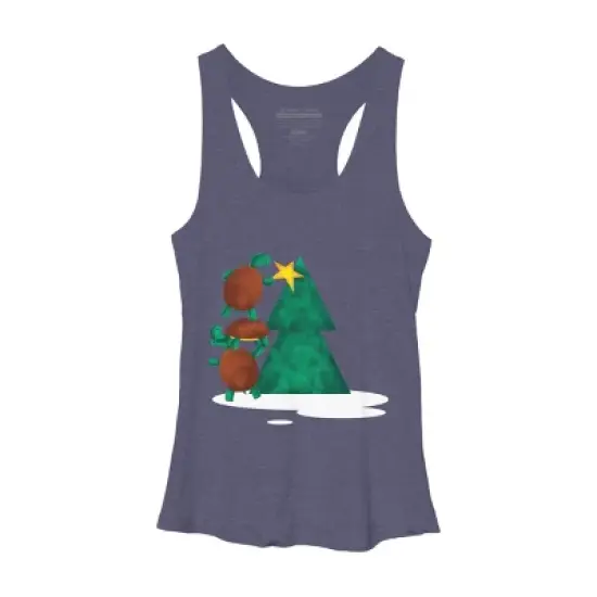 Women's Design By Humans Christmas Tree Turtle By moredesignsplease Racerback Tank Top image {4}