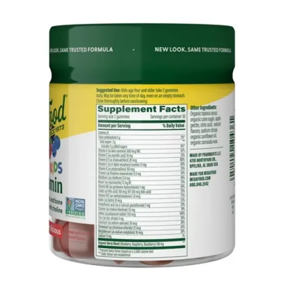 MegaFood Kids' Multivitamin, Vitamin C, Vitamin D & Choline, Vegetarian Gummies - 60ct image {1}