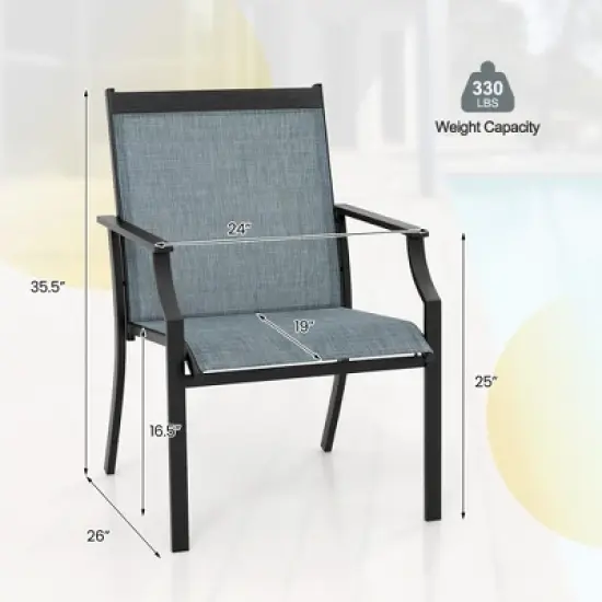 Tangkula Set of 4 Patio Dining Chairs Outdoor Armchairs w/ Sturdy Metal Frame image {8}
