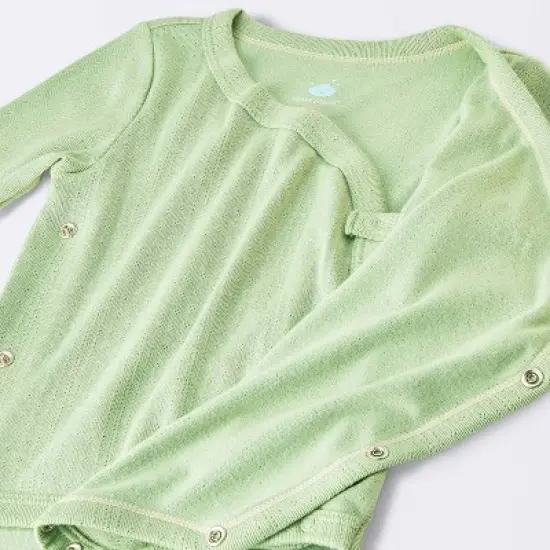 Baby 2pc Neutral Pointelle Top & Bottom Set - Cloud Island&trade; Green image {2}