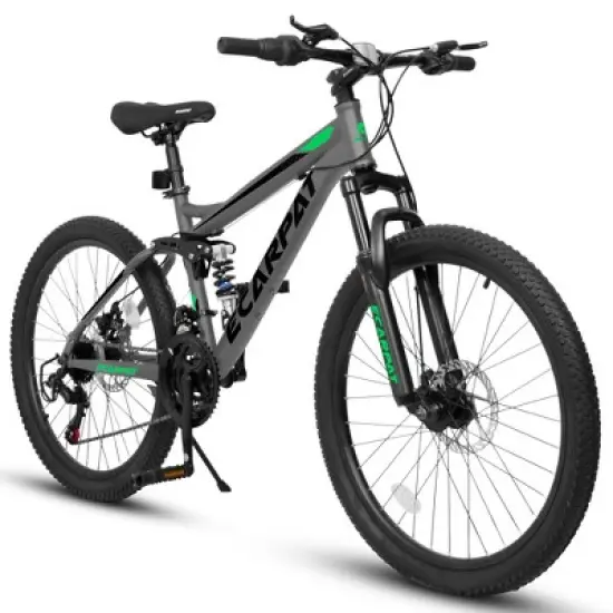 RISOKEYS 24 Inch Mountain Bike,Adult Bike Dual/Front Suspension with 21 Speeds High-Carbon Steel Frame,for Trail Snow Commuter City Road, image {9}