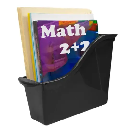 Storex Small Book Bin, Black, Pack of 6 image {2}