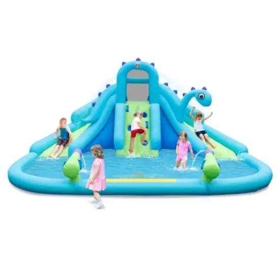 Tangkula Inflatable Water Slide  Blowup Water Park with Dual Slides Climbing Wall  Large Splash Pool & Dual Water Cannons (Without Blower) image {10}