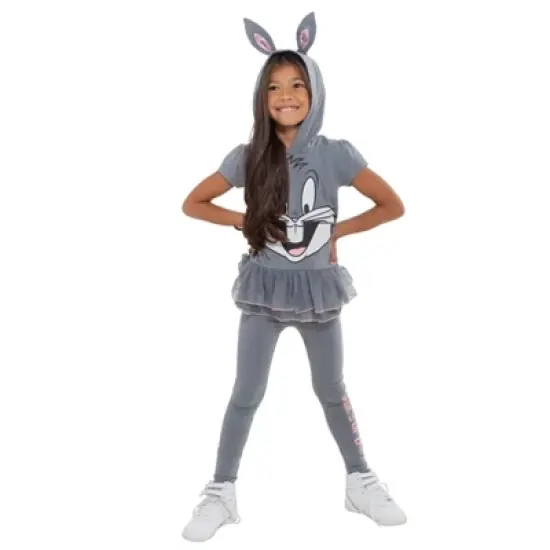 LOONEY TUNES Buggs Bunny Girls Cosplay T-Shirt Dress and Leggings Outfit Set Little Kid to Big Kid image {1}