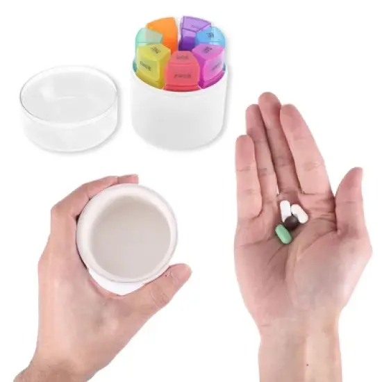 Unique Bargains 28 Grid Cylindrical Pill Case Colorful 1 Pc image {3}