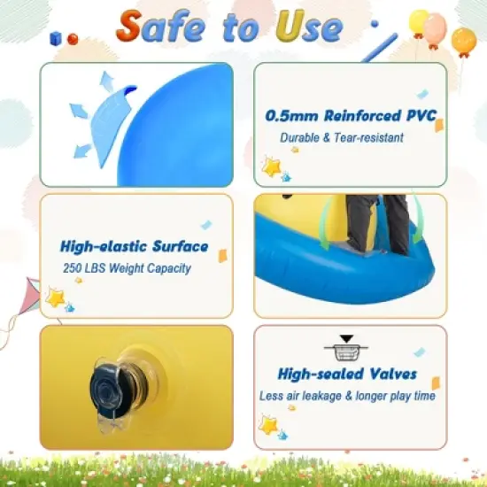 Costway 7.5 FT Inflatable Dome Rocker Bouncer with 6 Handles Fun Outdoor Game for Kids image {7}