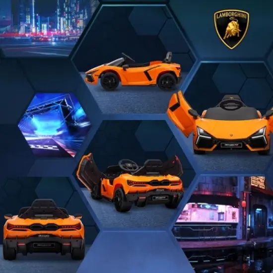 Qaba Lamborghini Revuelto Licensed 12V Kids Ride on Car, Battery Powered Kids Electric Car w/ Hydraulic Doors, Remote, Training Wheels image {5}