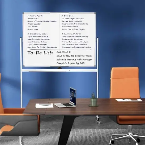 48" x 36"  Whiteboard on Wheels, Double-Sided RollingWhiteboard,Mobile Magnetic Dry Erase Board with Stand and Easel, Silver image {7}