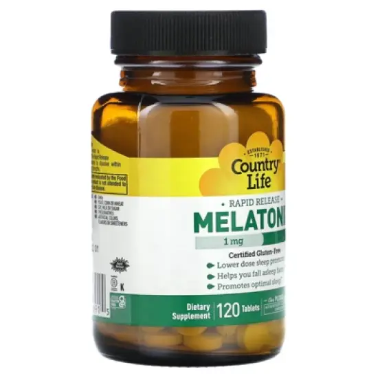 Country Life Melatonin, Rapid Release, 1 mg, 120 Tablets image {3}