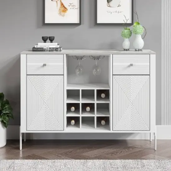 42" Wine Cabinet with Textured Patterns and Marbling Pattern Countertop - Festivo image {2}