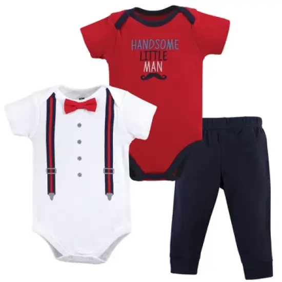 Hudson Baby Infant Boy Cotton Bodysuit and Pant Set, Handsome Little Man image {1}