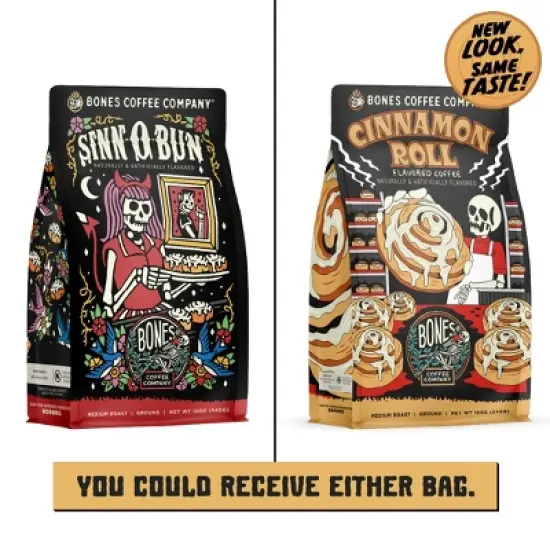 Bones Coffee Company Cinnamon Roll Ground Coffee Beans Cinnamon Roll Flavor 12 oz Medium Roast (Ground) image {5}