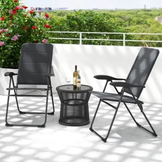 Tangkula 4PCS Patio Folding Chairs Back Adjustable Reclining Padded Garden Furniture image {2}
