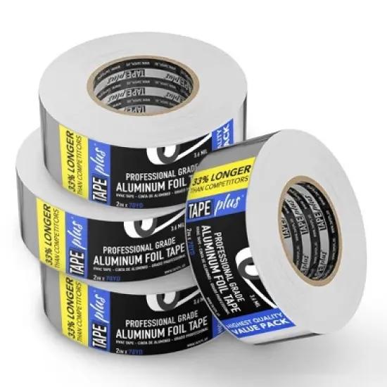 Impresa Professional Grade Aluminum Foil Tape - 4 Pack - 2 Inch by 210 Feet (70 Yards) 3.6 Mil Each Roll - High Temperature image {6}