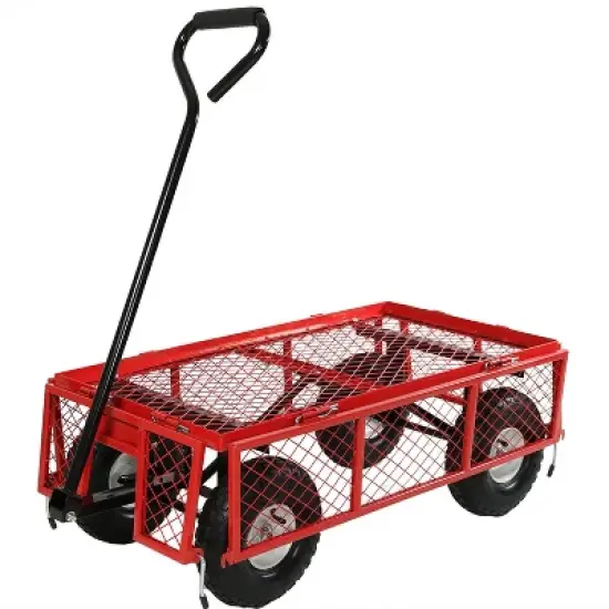 Sunnydaze Outdoor Lawn and Garden Heavy-Duty Durable Steel Mesh Utility Wagon Cart with Removable Sides image {8}