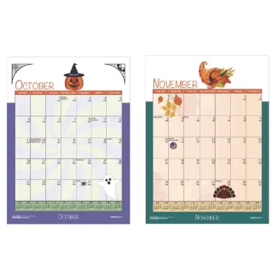 Academic Year Recycled Seasonal Wall Calendar, Illustrated Seasons Artwork, 12 x 16.5, 12-Month (July to June): 2025 to 2026 image {2}
