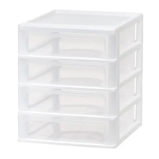 IRIS 4 Drawer Desktop-Storage Unit White: Plastic Desk Drawer Organizers & Holders, 4 Compartments, 12.38" Height image {5}