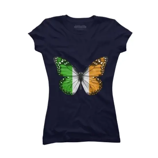 Junior's Design By Humans Butterfly Flag Of Ireland By GiftsIdeas T-Shirt image {3}