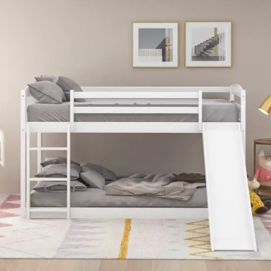 Twin over Twin Bunk Bed with Convertible Slide and Ladder - ModernLuxe image {1}