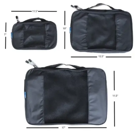 TravelWise Nylon Luggage Organization Packing Cubes, Black, 3 Sizes image {4}