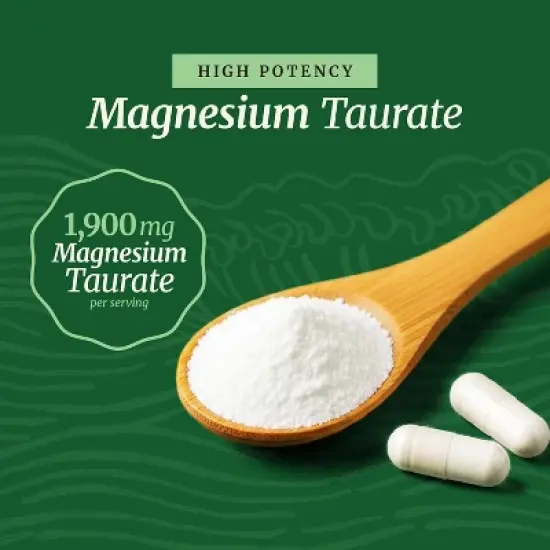 High Absorption Magnesium Taurate Capsules, 1900MG Mag Taurate with Vitamin B6 Supplement for Heart Health & Relaxation Support, Nobi Nutrition, 60ct image {3}