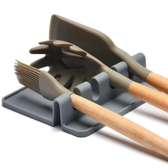 Cheer Collection Heat Resistant Spoon Rest (Gray) image {1}