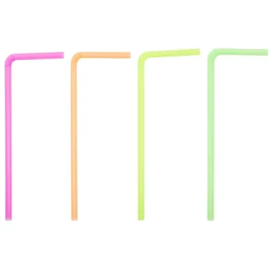 Stockroom Plus 500 Pieces Individually Wrapped Flexible Drinking Straws (7.75 In, Neon) image {2}
