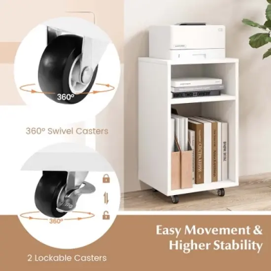 Costway Mobile File Cabinet Wooden Printer Stand Vertical Storage Organizer Home Office image {6}