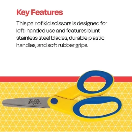 School Smart Blunt Tip Kids Scissors, Left Handed, 5 Inches, Yellow/Blue image {2}