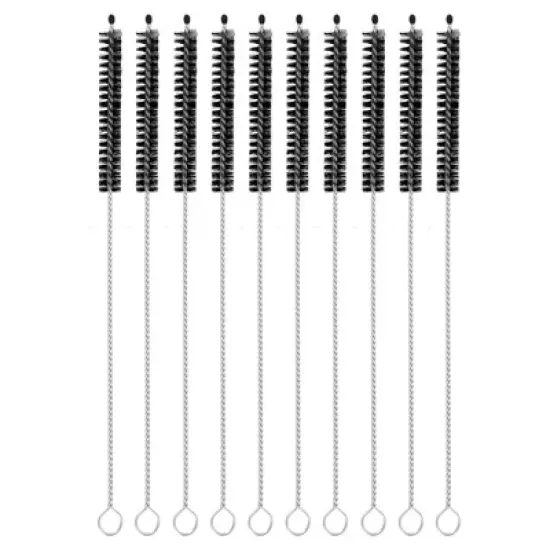 Unique Bargains Long Handle Wire Bristles Bottle Straw Cleaning Brushes 10 Pcs image {5}