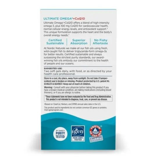 Nordic Naturals Ultimate Omega + CoQ10 Softgels Dietary Supplement - 60ct image {2}