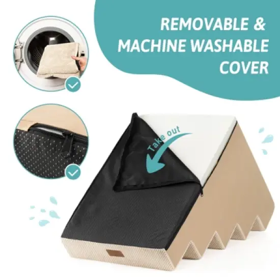 Cozy Kiss 5-Tier Extra-Wide Foam Pet Steps, Non-Slip Dog Stairs for High Beds & Sofas with Removable Washable Cover image {6}