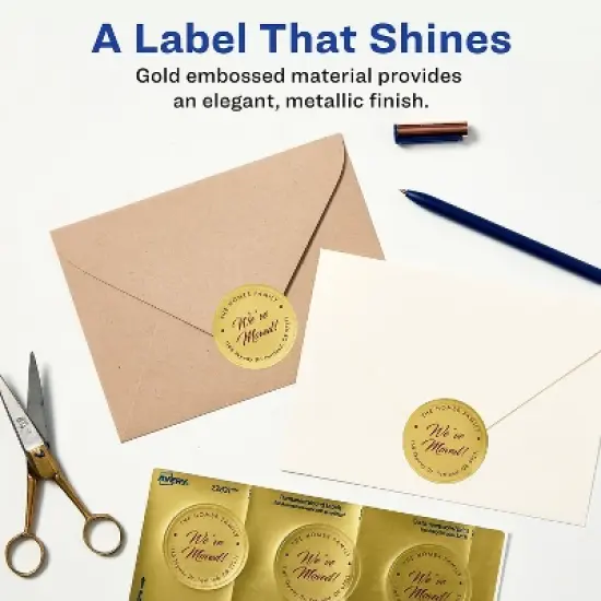 Avery Round Labels 2" dia Gold Foil 96/Pack 22831 image {1}