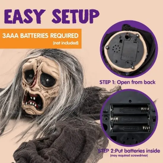 Joyfy Halloween Zombie Groundbreaker Props, Halloween Decoration Scary Zombies Lawn Yard Garden Patio Outdoor Decor with Glowing Eyes and Sound image {2}