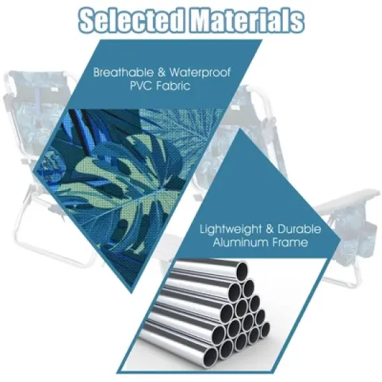 Costway 4PCS Folding Backpack Beach Chair Reclining Camping Chair w/ Storage Bag image {7}