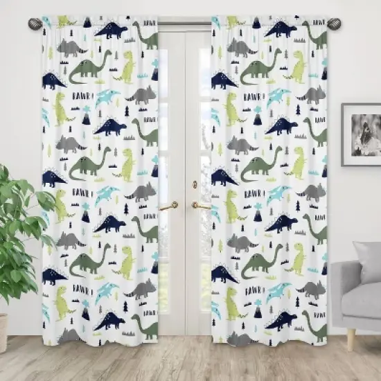 Sweet Jojo Designs Window Panels - Blue & Green Mod Dino - 2pk image {1}
