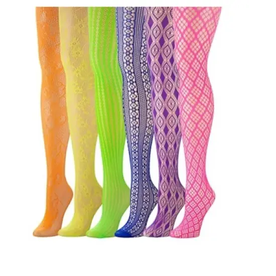Isadora Paccini Women's 6-Pack Fishnet Lace Pantyhose Playful Daring Aesthetics Rainbow Colored Versatile Patterned Tights image {4}