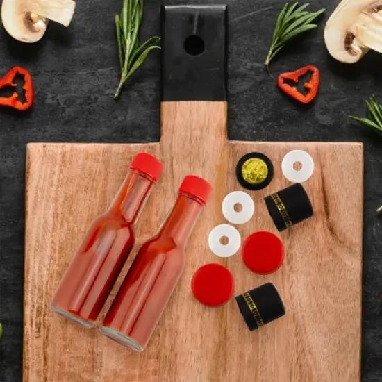 Cornucopia Brands 3oz Mini Hot Sauce Bottles, Choose Bottle Set or Replacement Parts; w/Red Caps, Dripper Inserts, and Black Shrink Bands image {4}
