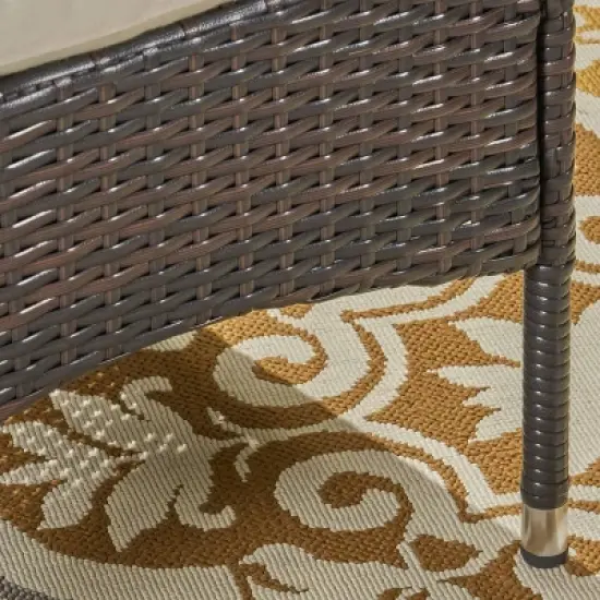 Nadia 7pc Wood & Wicker Expandable Patio Dining Set - Natural/Brown/Beige - Christopher Knight Home image {3}