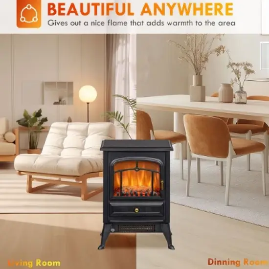 SEVOBAL Fireplace Insert Heater Mantel 3D Flame Fireplace Stove Bottom Air Outlet Fire Place Panoramic Fire Place Heater, Black, 16.1"*11.8"*20.1" image {4}