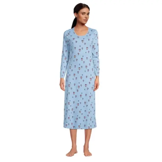 Lands' End Women's Supima Cotton Long Sleeve Midcalf Nightgown image {8}