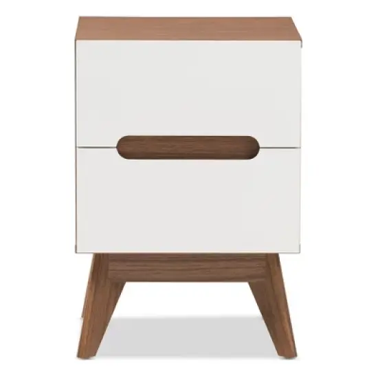 Calypso Mid - Century Modern Wood 3 - Drawer Storage Nightstand - Brown - Baxton Studio image {2}