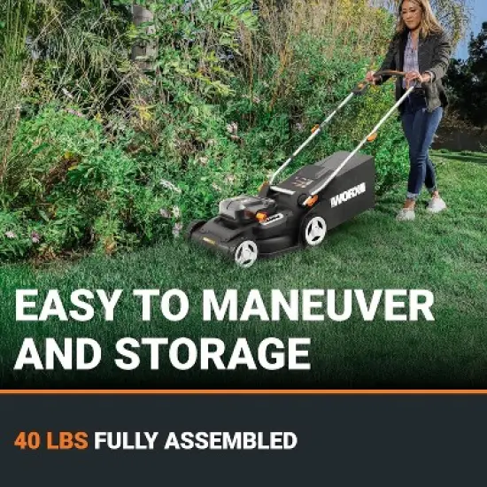 Worx WG745 40V 17'' Cordless Push Lawn Mower (2 Batteries & Charger Included) image {6}