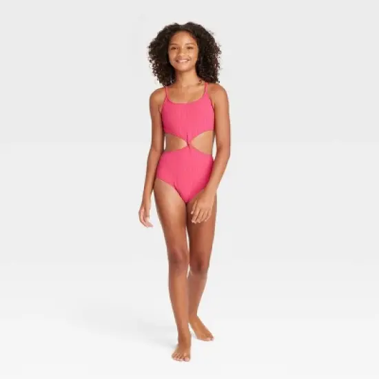 Girls' Summer Heat One Piece Swimsuit - art class&trade; Pink image {3}